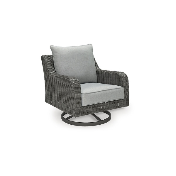 Signature Design by Ashley Elite Park Gray Outdoor Loveseat，Lounge Chairs and Cocktail Table