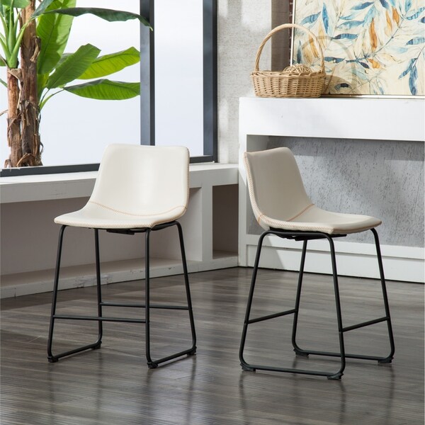 Carbon Loft Inyo Vintage PU Leather Counter-height Stools (Set of 2)