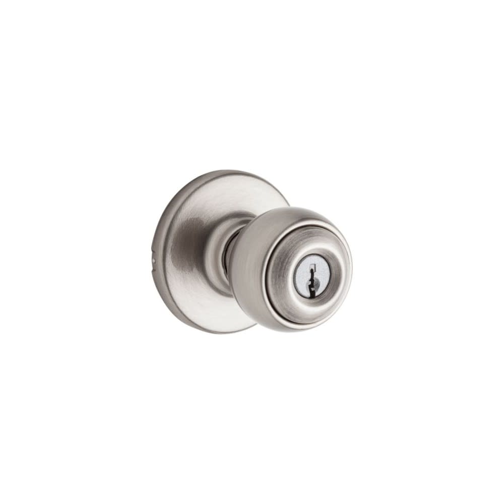 Kwikset Polo  Door Knob Satin Chrome Exterior Keyed Entry Round