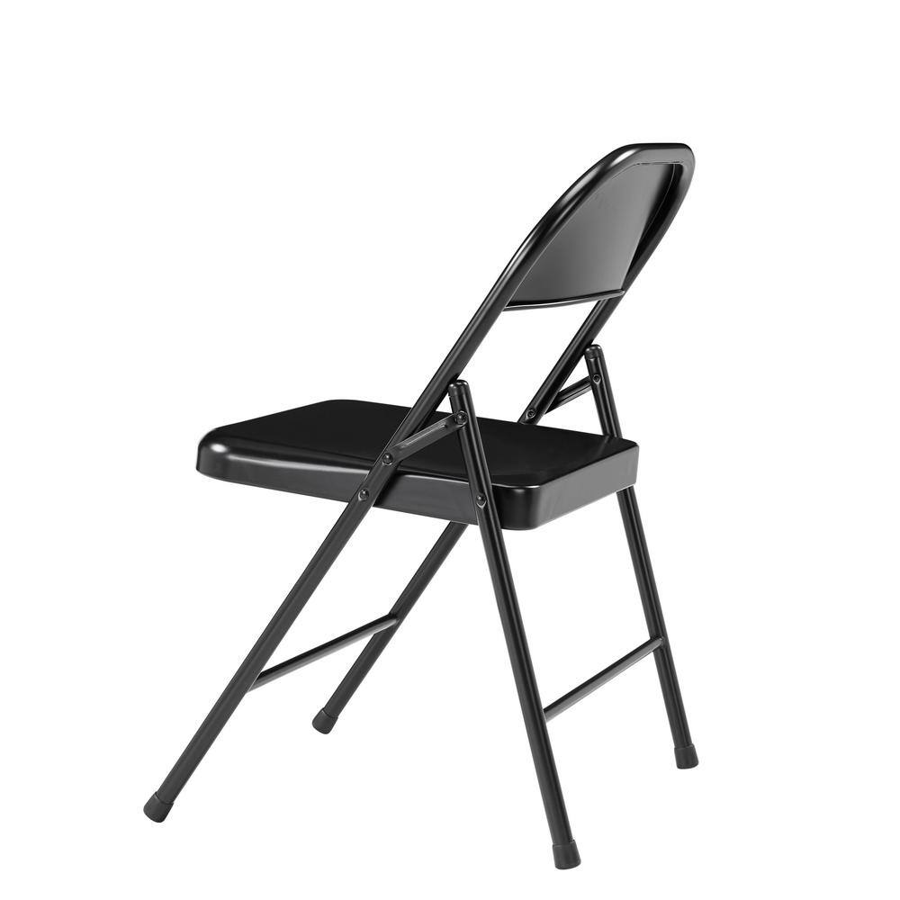 National Public Seating Black Metal Stackable Folding Chair (Set of 4) 910