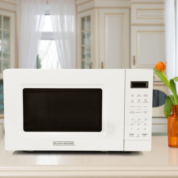 0.7 Cu Ft 700 Watt LED Digital Microwave Oven in White with Child Safety Lock