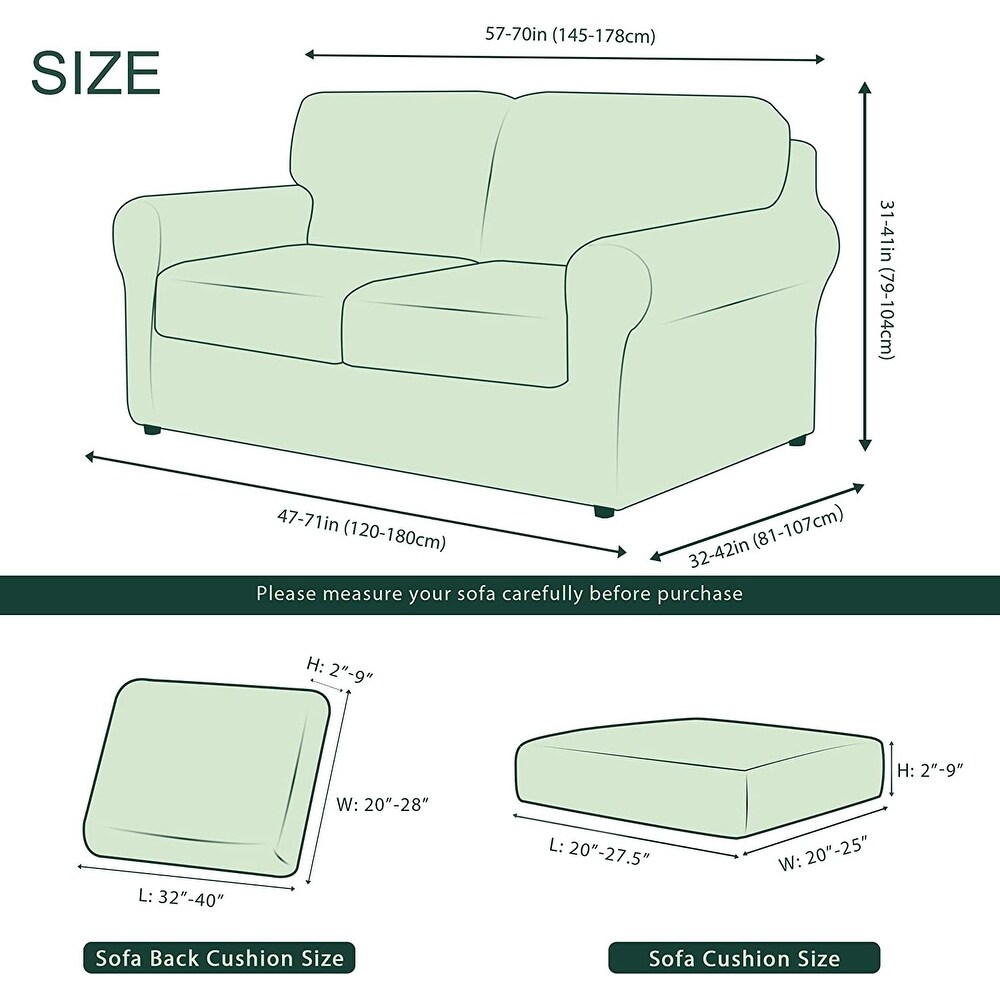 CHUN YI Elastic Textured Grid Separate Box Cushion Loveseat Slipcover