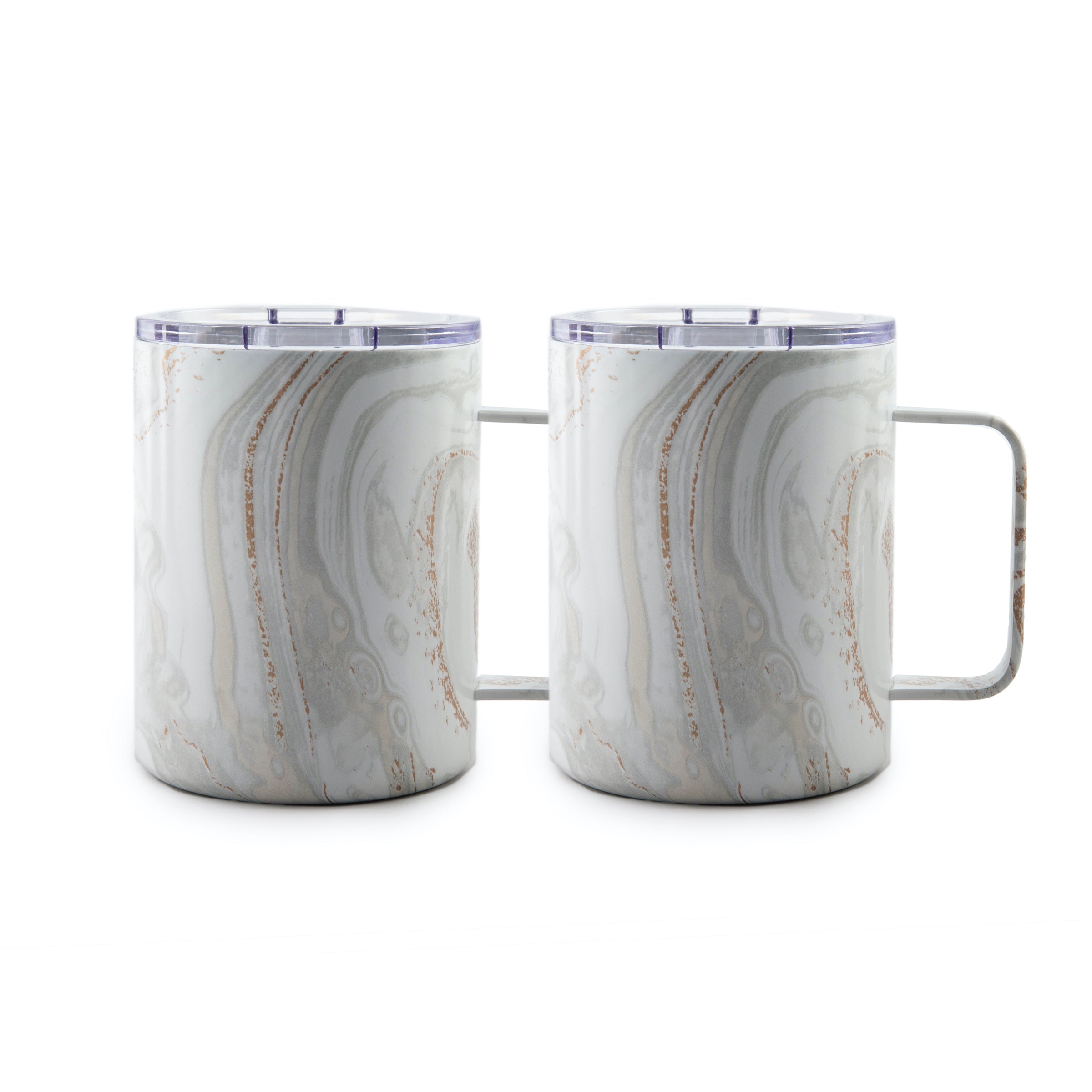 16 Oz White Geode Coffee Mugs, Set Of 2