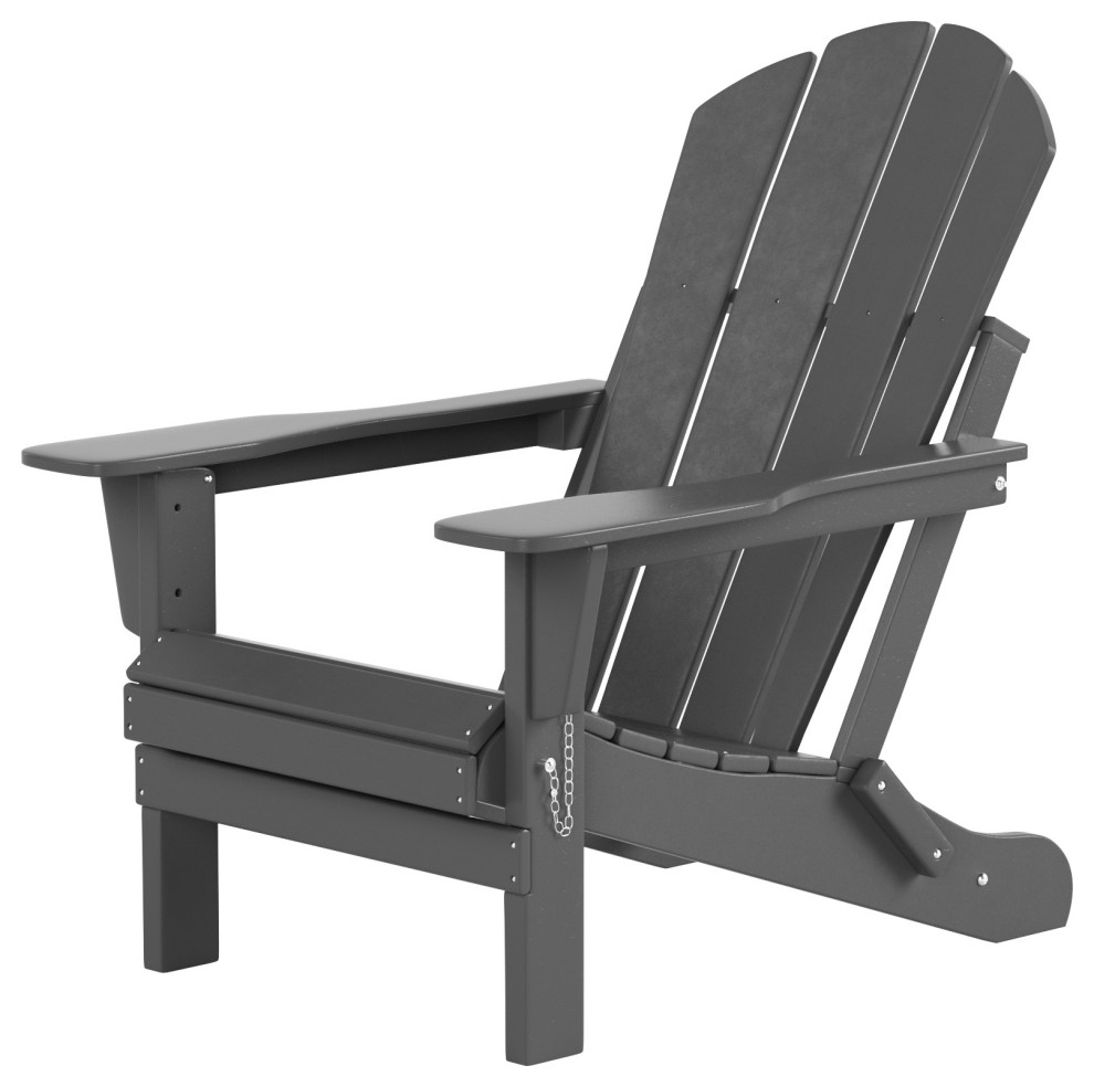 Malibu Outdoor Folding Poly Adirondack Chair  Set of 8  Gray   Traditional   Outdoor Lounge Sets   by WestinTrends  Houzz