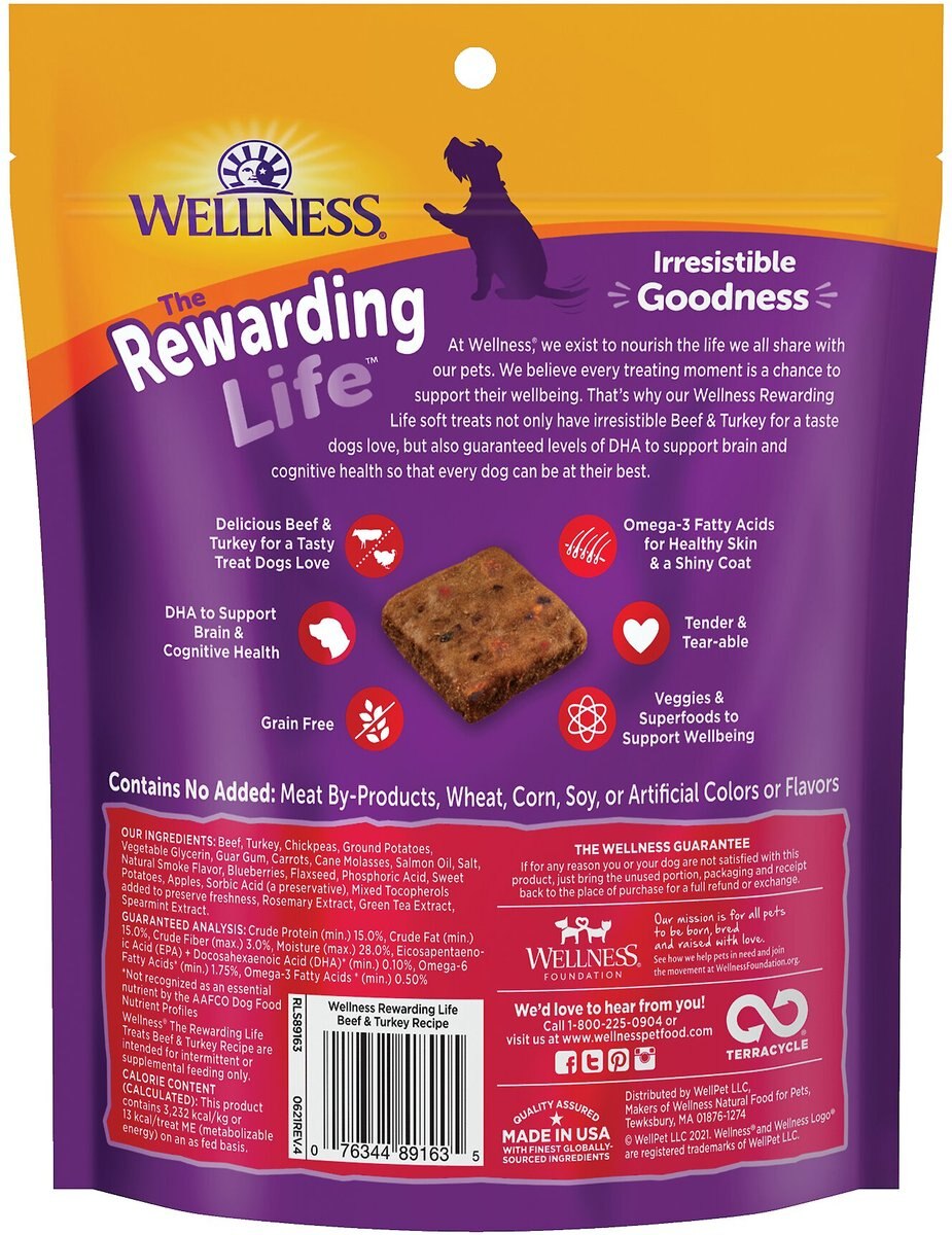 Wellness Rewarding Life Beef and Turkey Grain-Free Soft and Chewy Dog Treats