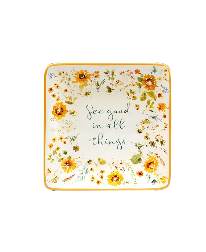 Certified International Sunflowers Forever Canape Plates Set of 4