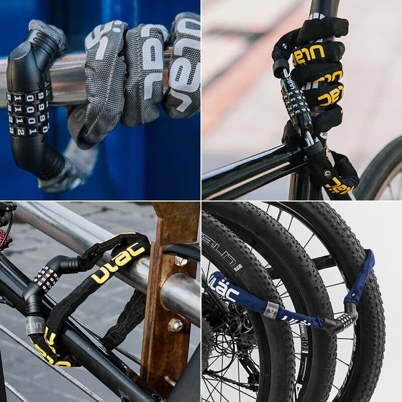 ULAC 4-Digit Bike Lock Bicycle Password Chain Lock Anti-theft Padlock Security