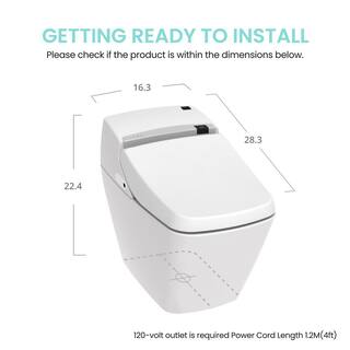 VOVO Stylement Tankless Smart One Piece Bidet Toilet Square in White Auto Open Auto Flush Heated Seat PB-707S