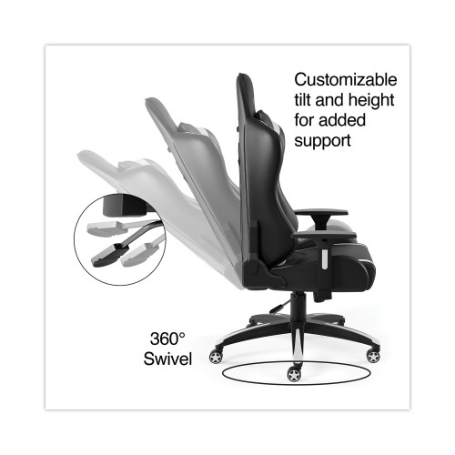 Emerge Vartan Bonded Leather Gaming Chair， Supports Up to 275 lbs， White/Black Seat， White/Black Back， Black Base (58542)