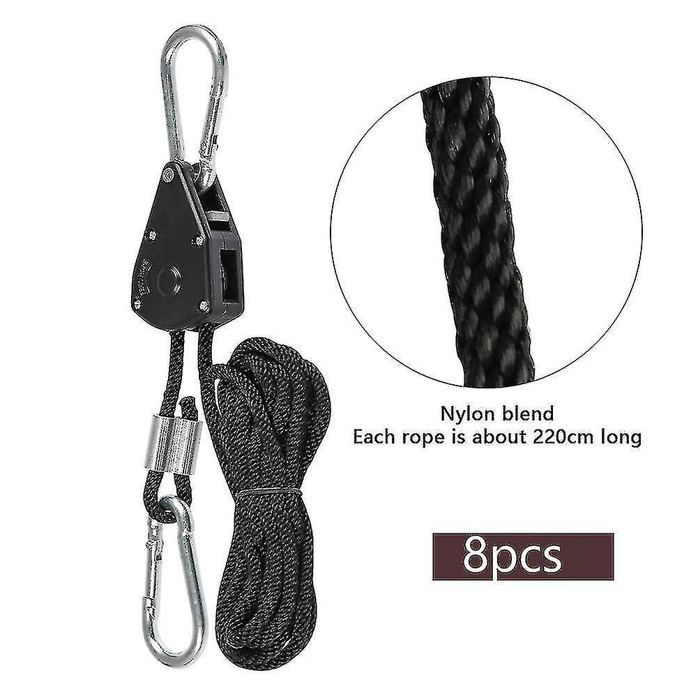 8 Pieces Rope Ratchet Strap 1/8 Inch Adjustable Heavy Duty Rope Ratchet For Growth Pendant Lamp