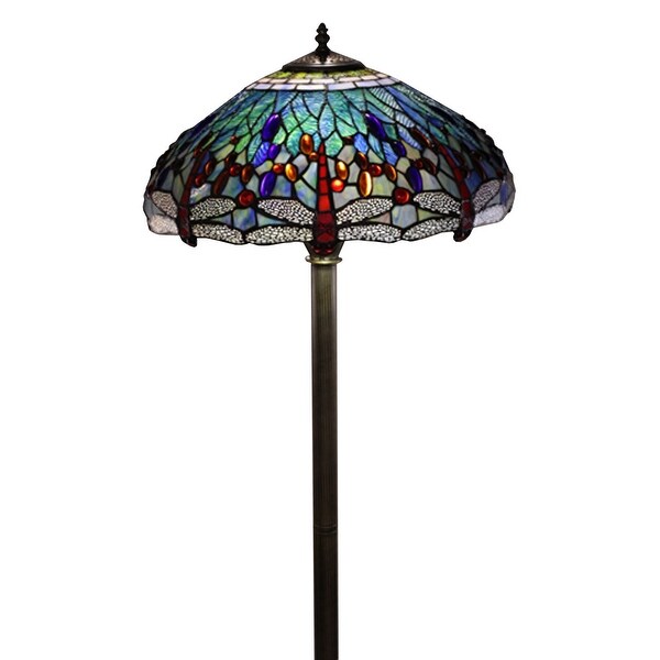 Copper Grove Simeonov -style Blue Dragonfly Floor Lamp