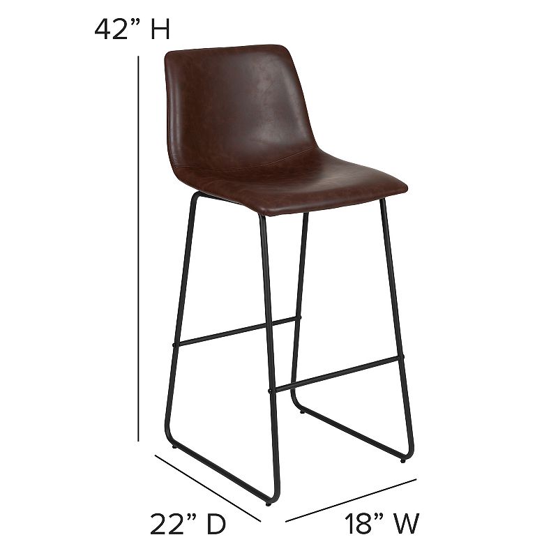 Flash Furniture Faux Leather Bar Stool 2-piece Set