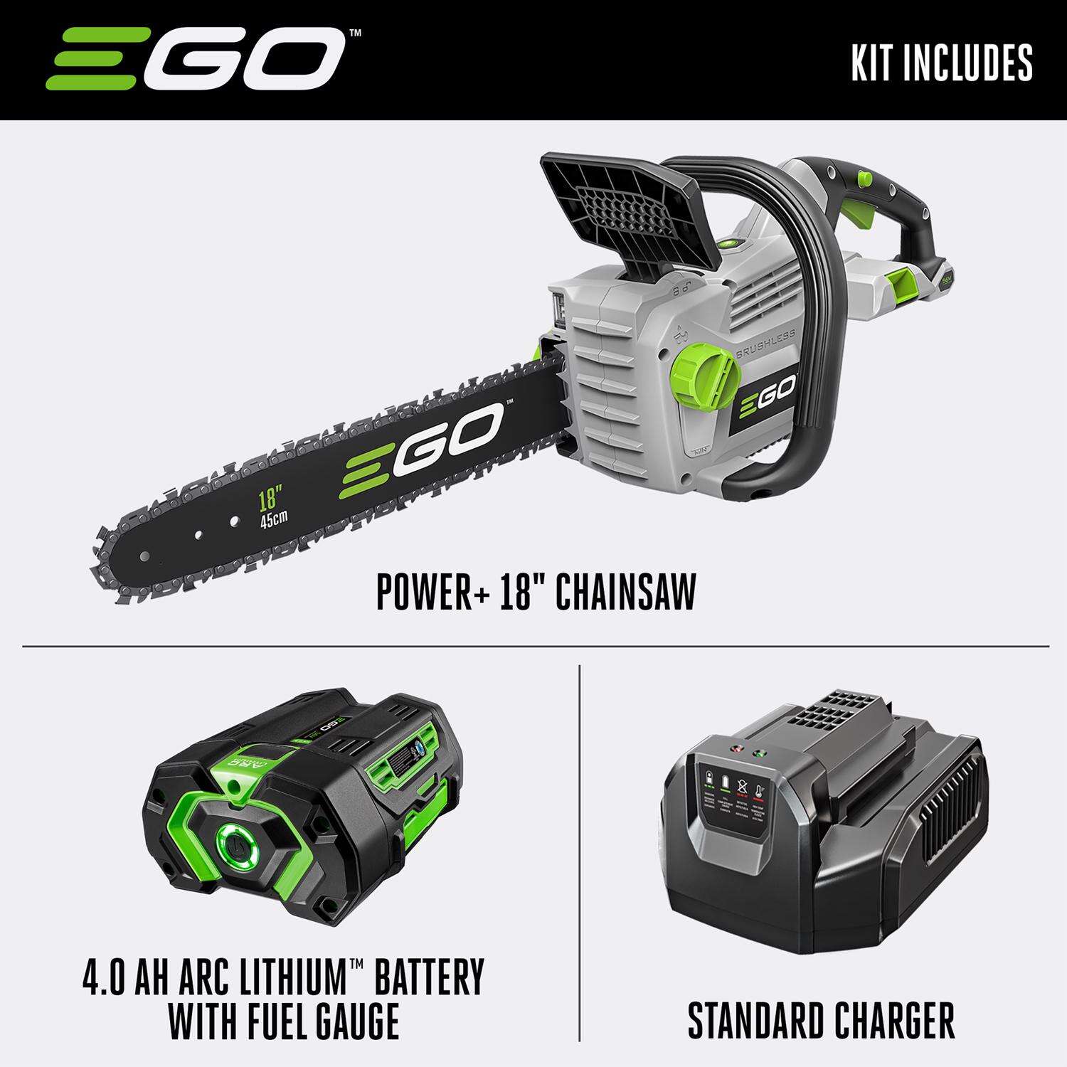 EGO Power+ CS1803 18 in. 56 V Battery Chainsaw Kit (Battery and Charger)