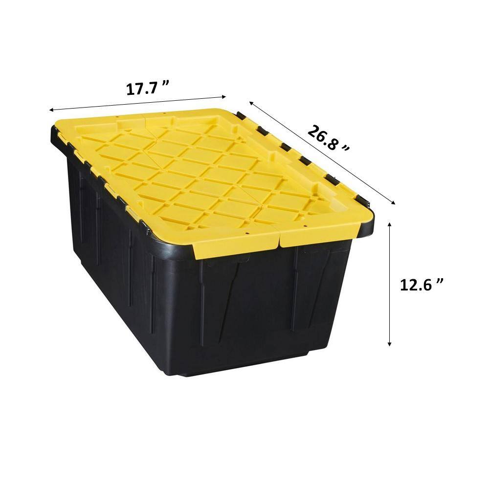HDX 17 Gal. Flip Top Storage Tote in Black and Yellow 206151