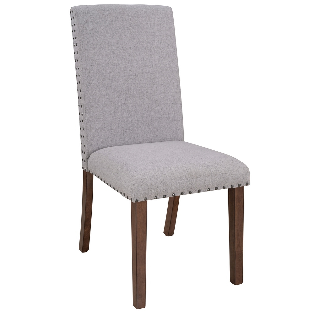 High Back Upholstered Nailhead Trim Parsons Dining Chairs (Set of 2)