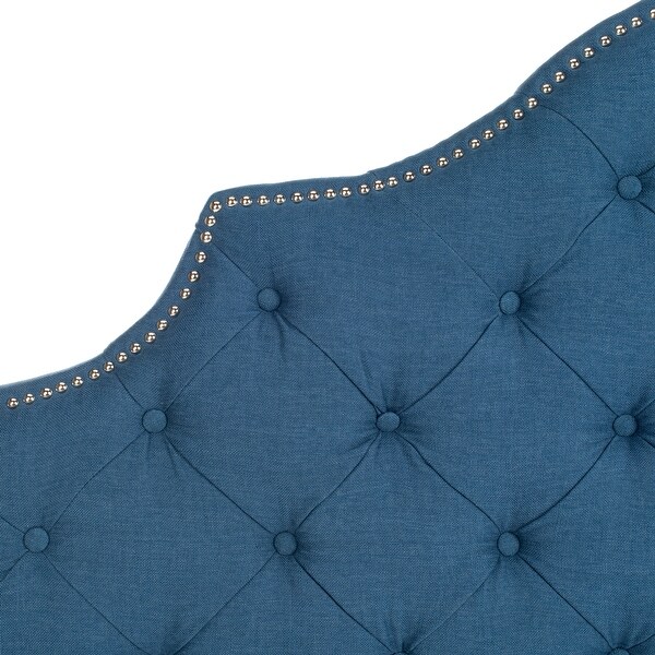 SAFAVIEH Arebelle Steel Blue Upholstered Tufted Headboard - Silver Nailhead (Queen) - - 12014909