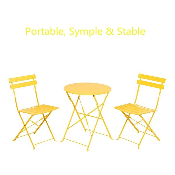 Outdoor Bistro Set with Garden Bistro Table and 2 Chairs，Portable Set