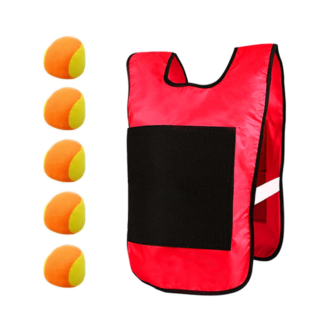 TureClos Dodgeball Sticky Vest Outdoor Throwing Ball and Playing Vest Kit Children Ball Game Accessory， Red