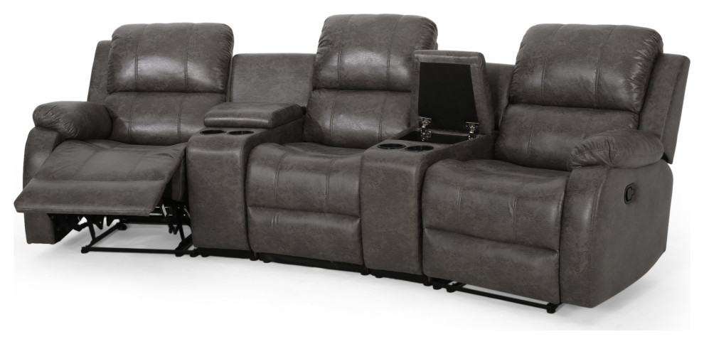 Lunsford Fabric Theatre Seating Recliner   Contemporary   Theater Seating   by GDFStudio  Houzz