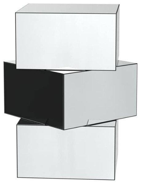 Modern End Table  Unique Geometrical Base With Mirrored Side Panels  Silver   Transitional   Side Tables And End Tables   by Declusia  Houzz