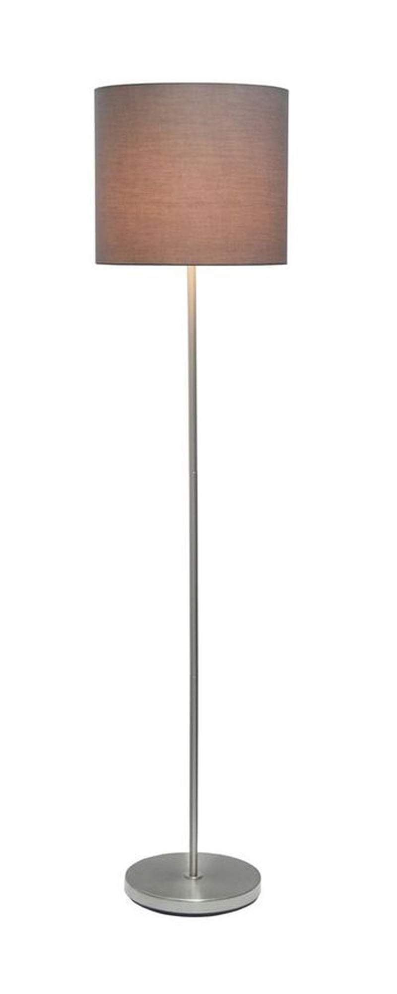 Simple Designs Brushed NIckel Drum Shade Floor Lamp, Gray