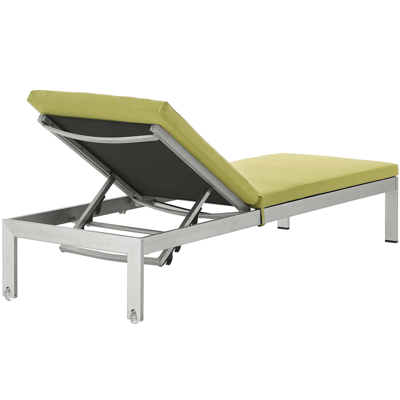 Modern Contemporary Urban Design Outdoor Patio Balcony Chaise Lounge Chair ( Set of 2), Green, Aluminum