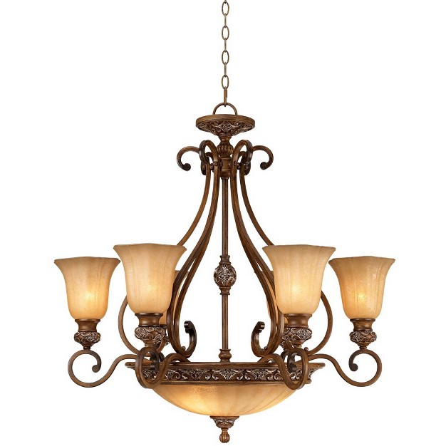 Wide Rustic Champagne Bowl Shade 9 light Fixture For Dining Room House Kitchen Island