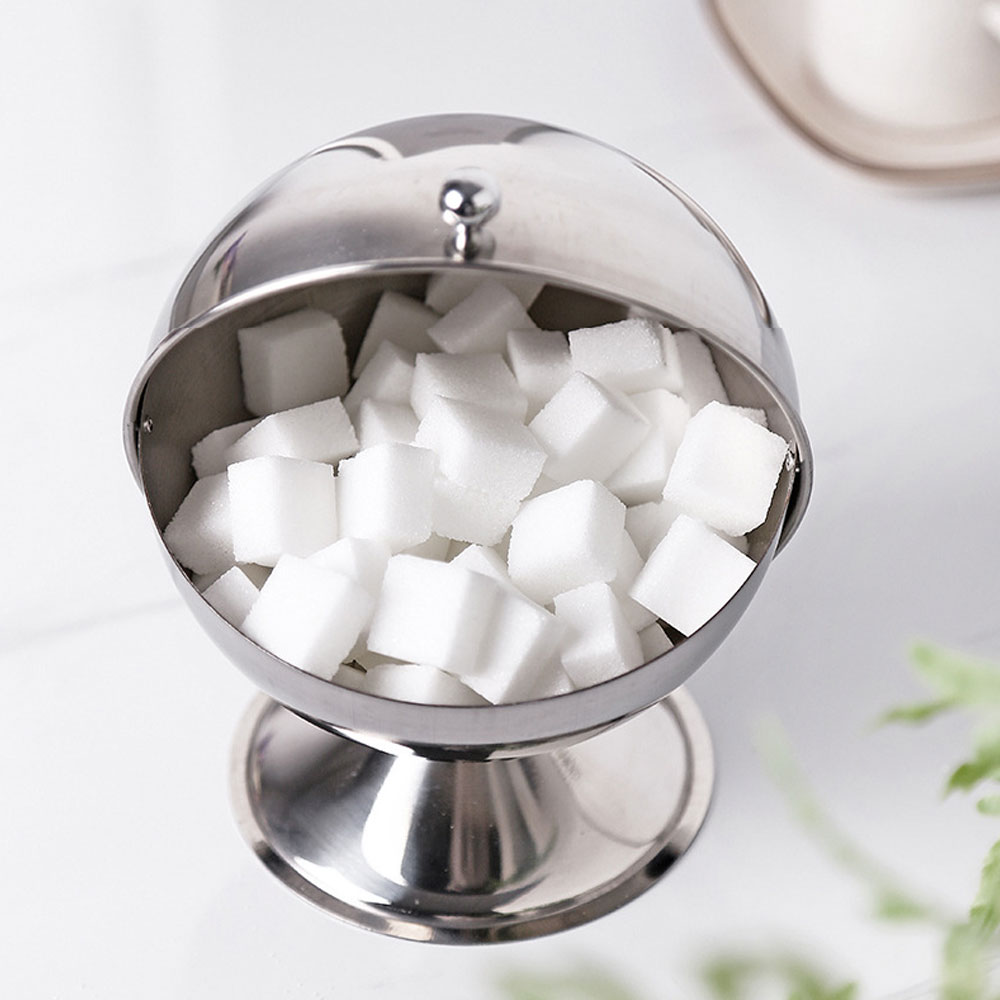 Stainless steel spherical sugar cup flip seasoning potcube sugar cup sugar pot flavor cup home reversible storage tank