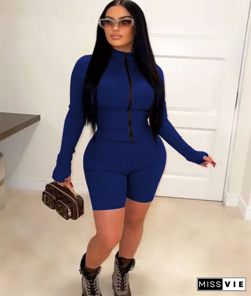 Solid Color Long Sleeve Fitness Stretch Rompers