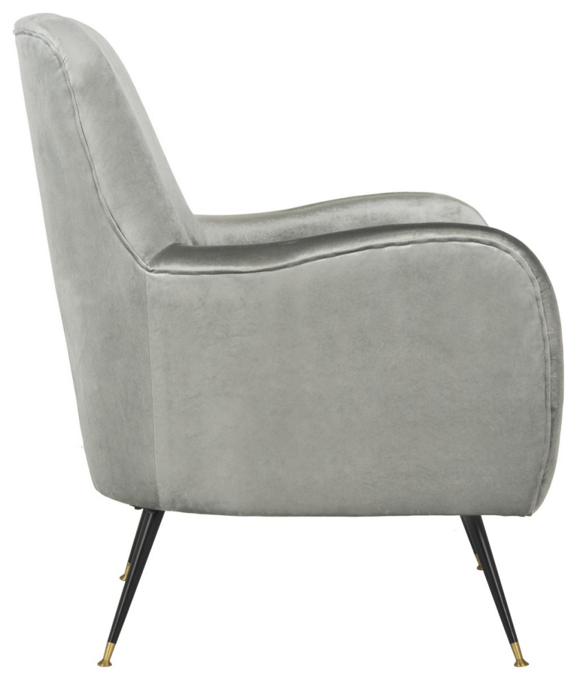 Lizbeth Velvet Retro Mid Century Accent Chair Light Grey   Midcentury   Armchairs And Accent Chairs   by Peachtree Fine Furniture  Houzz