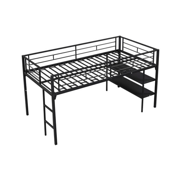 Low Loft bed with storage shelves W42747800