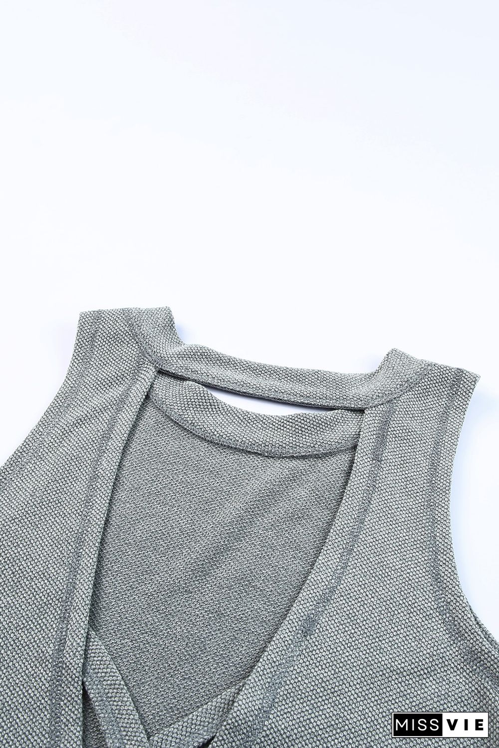 Gray Crisscross Cut-out Back Knit Sleeveless Dress