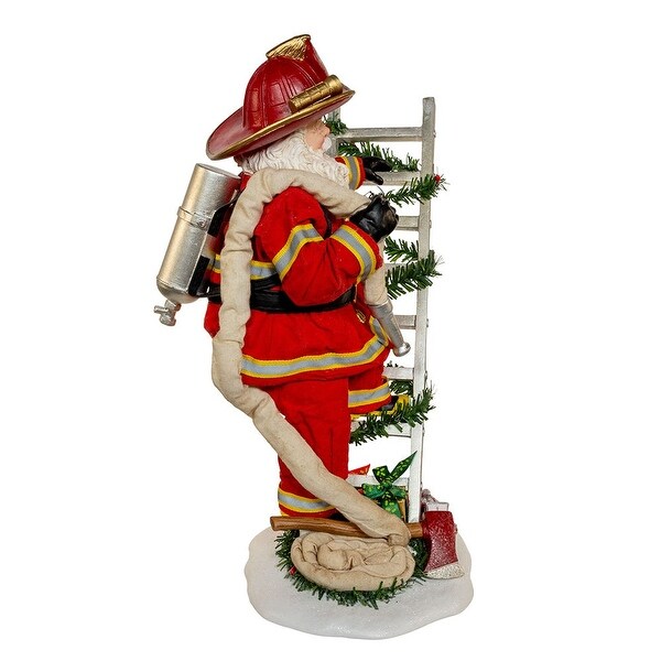 Kurt Adler 11.5Inch Fabriché Fireman Santa On Ladder