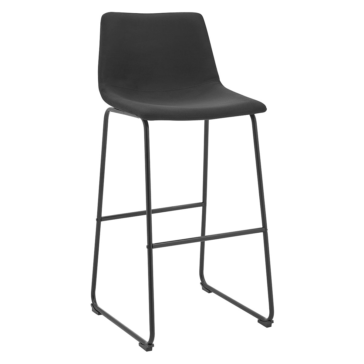 Modern 2-Pieces Bar Stool Chairs Counter Height with Backrest Footrest， Black