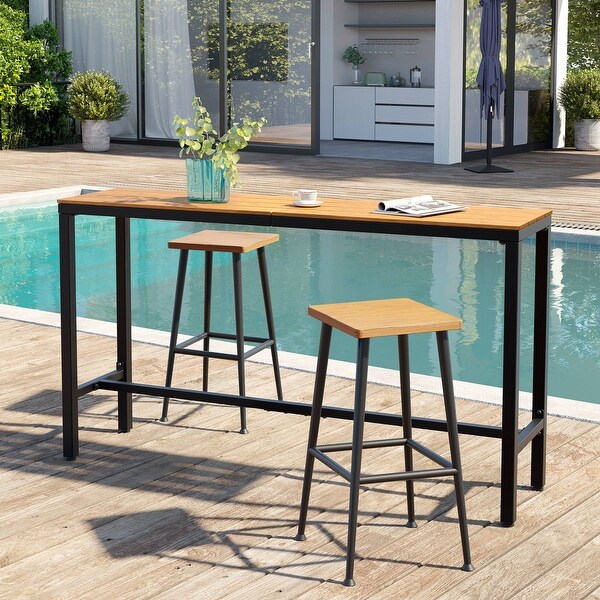 Pellebant Patio Outdoor Bar Table Rectangle Pub Table Dining Table