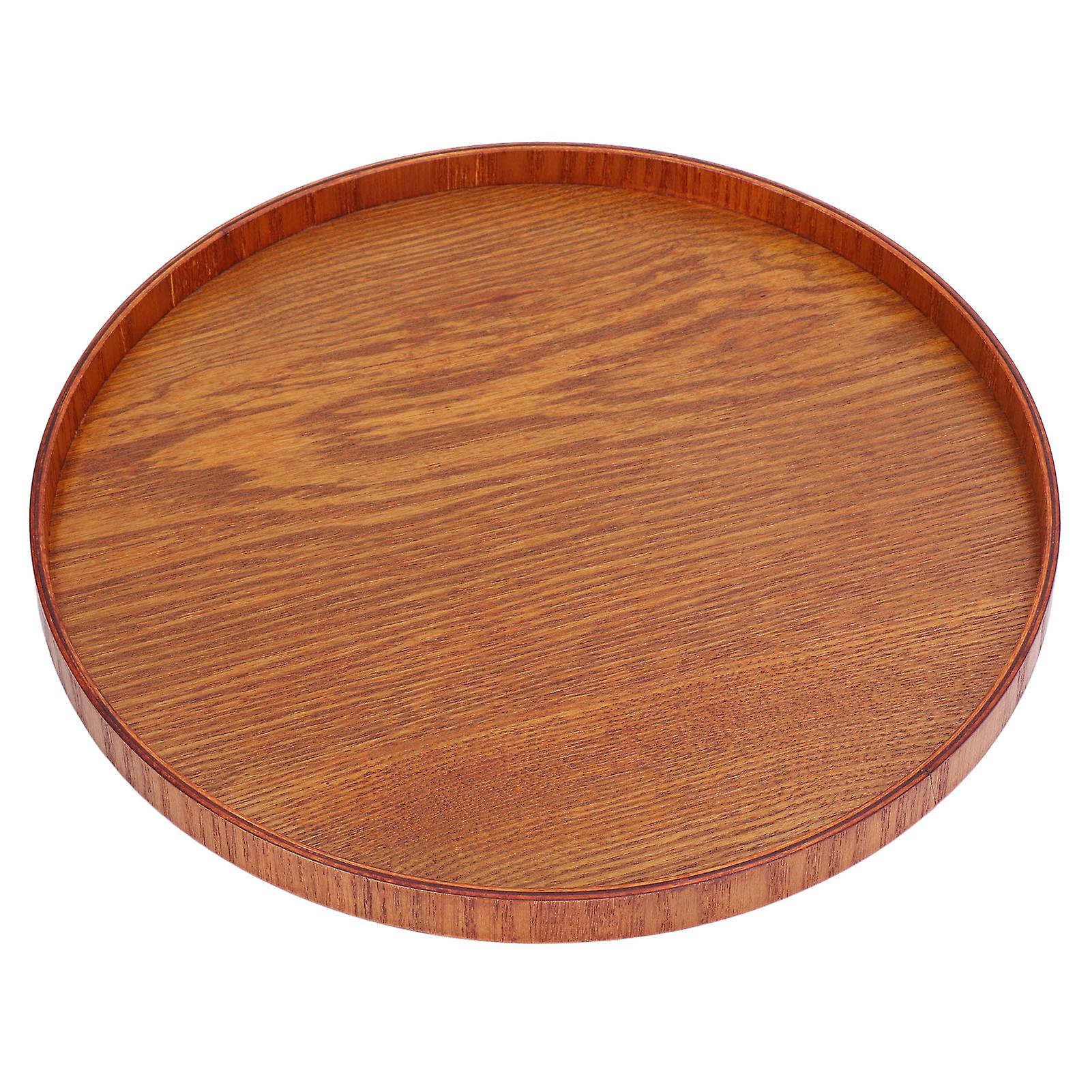 Wood Serving Tray Round Durable Simple Elegant Style Wide Application Glossy Surface Stable Structure Wooden Tray21cm