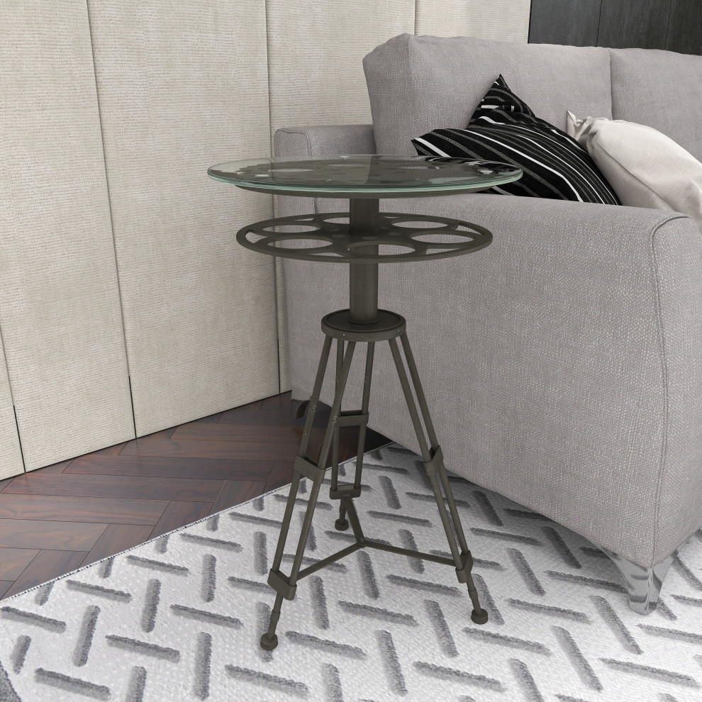 Homer Metal and Glass Accent Table   Industrial   Side Tables And End Tables   by GwG Outlet  Houzz