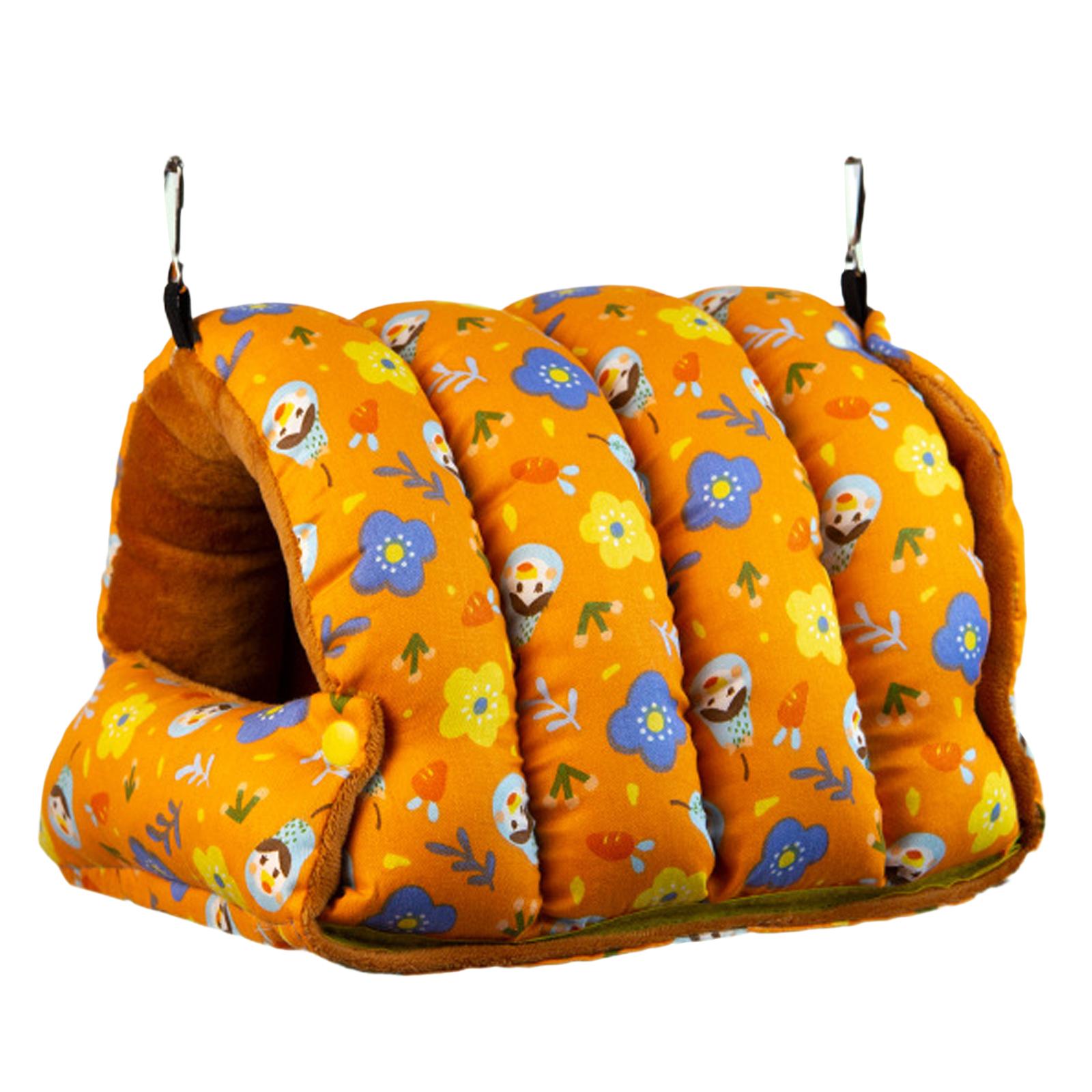 Warm Bird Nest， Hut Comfortable Swing Parrot Hideaway， Bed Birdcage Accessories Orange Large