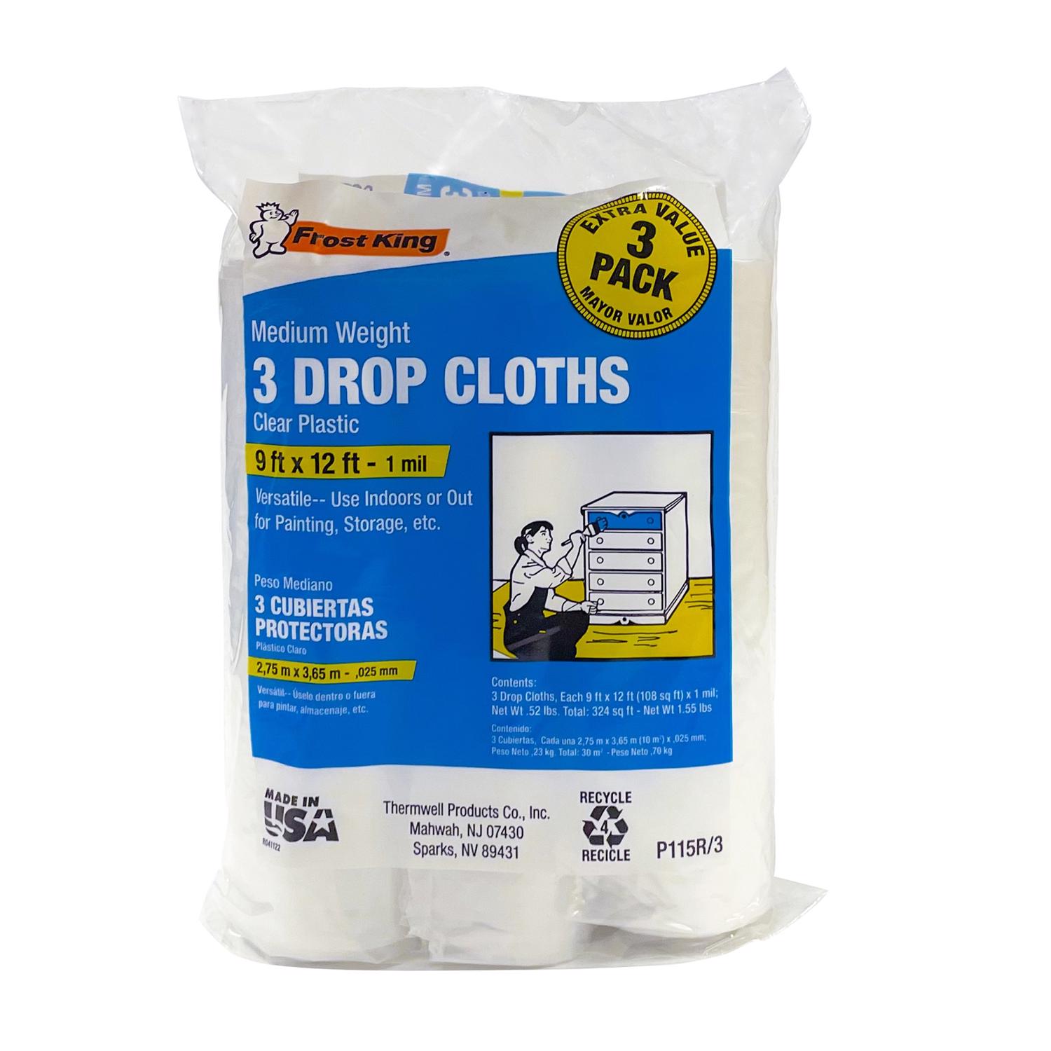 Frost King 9 ft. W X 12 ft. L X 1 mil Plastic Drop Cloth 3 pk