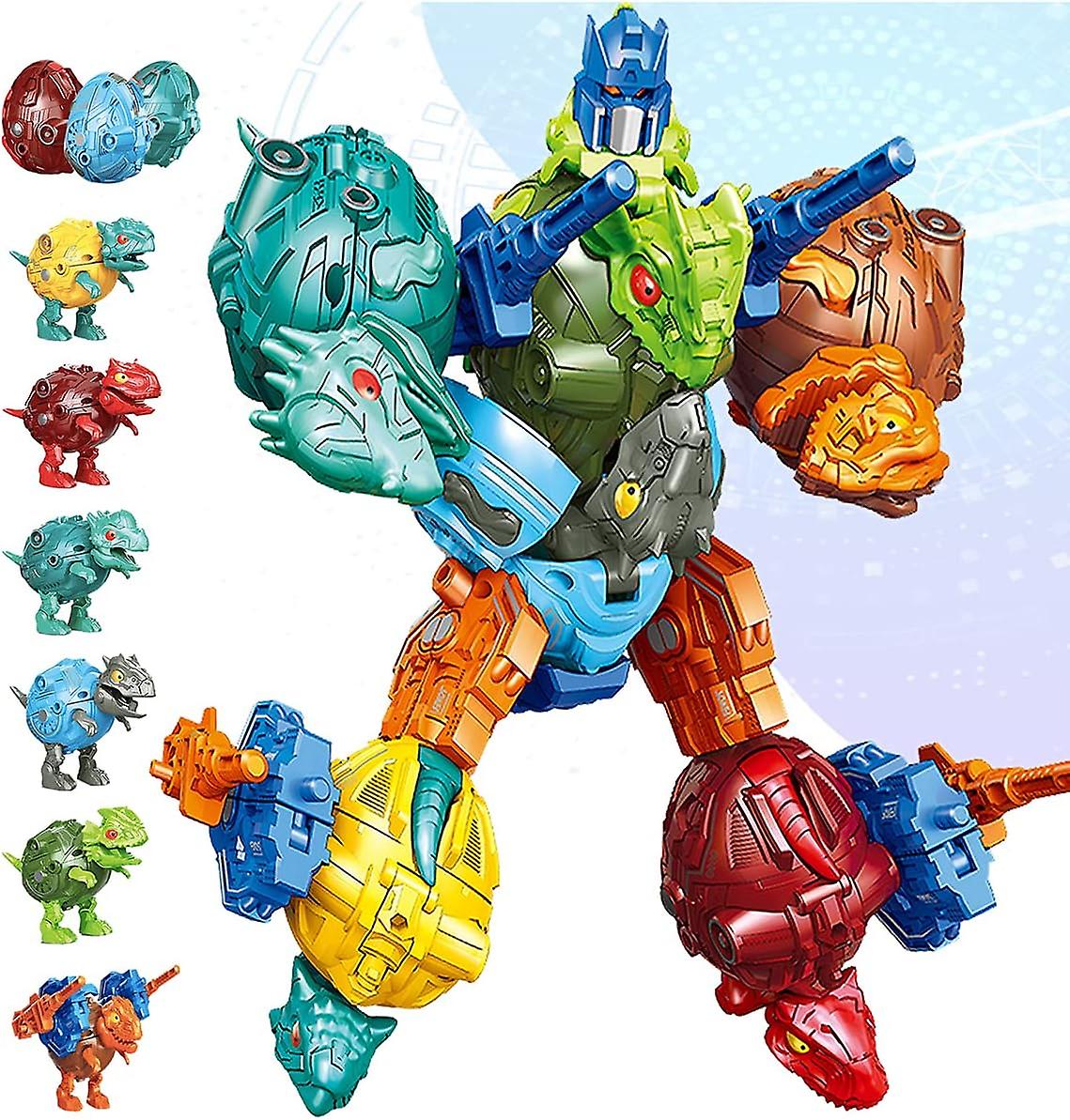 6 In 1 Dinosaur Transformer Toys Set- Toddler Robot Dinosaurs Toys With Durable Connectors6 Pcs Dino Robots For Kids， 6in1 Educational Stem Toys - -