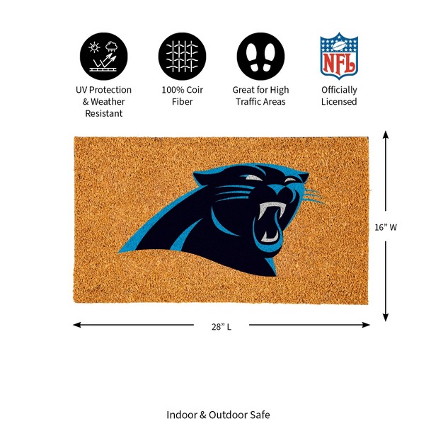 Evergreennflcarolina Panthers Logo Natural Coir 28 X 16 Inches Indoor Outdoor Doormat