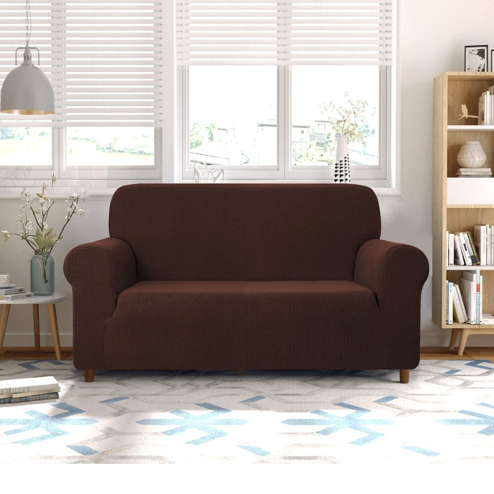 CHUN YI 1 Piece Stretch Loveseat Slipcover Checks Couch Cover