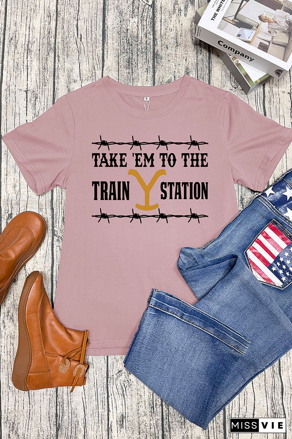 Take 'Em To The Train Station Short Sleeve Graphic Tee Wholesale