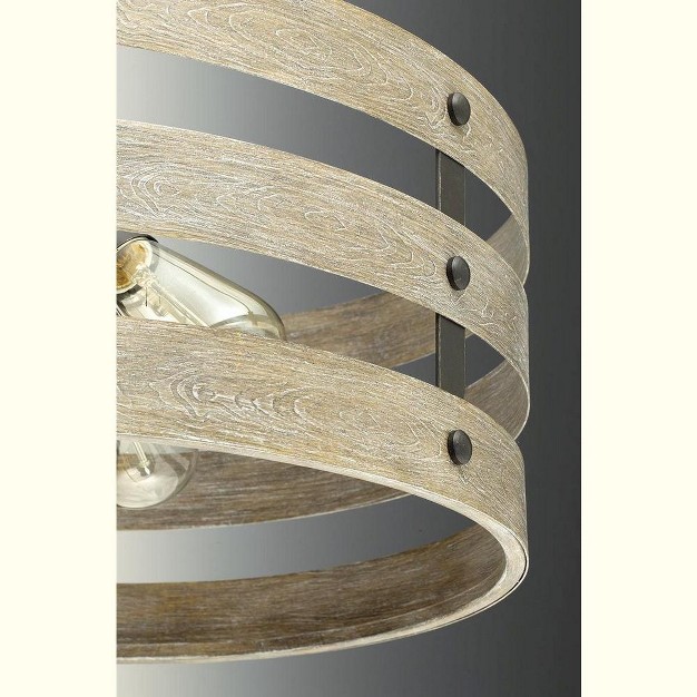 Progress Lighting Gulliver 1 light Wall Sconce Galvanized Open Design Wood Grained Texture Canopy Included