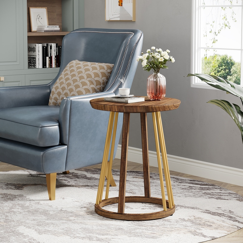 Round Side Table Gold End Table Modern Round Bedside Table Sofa Side Table