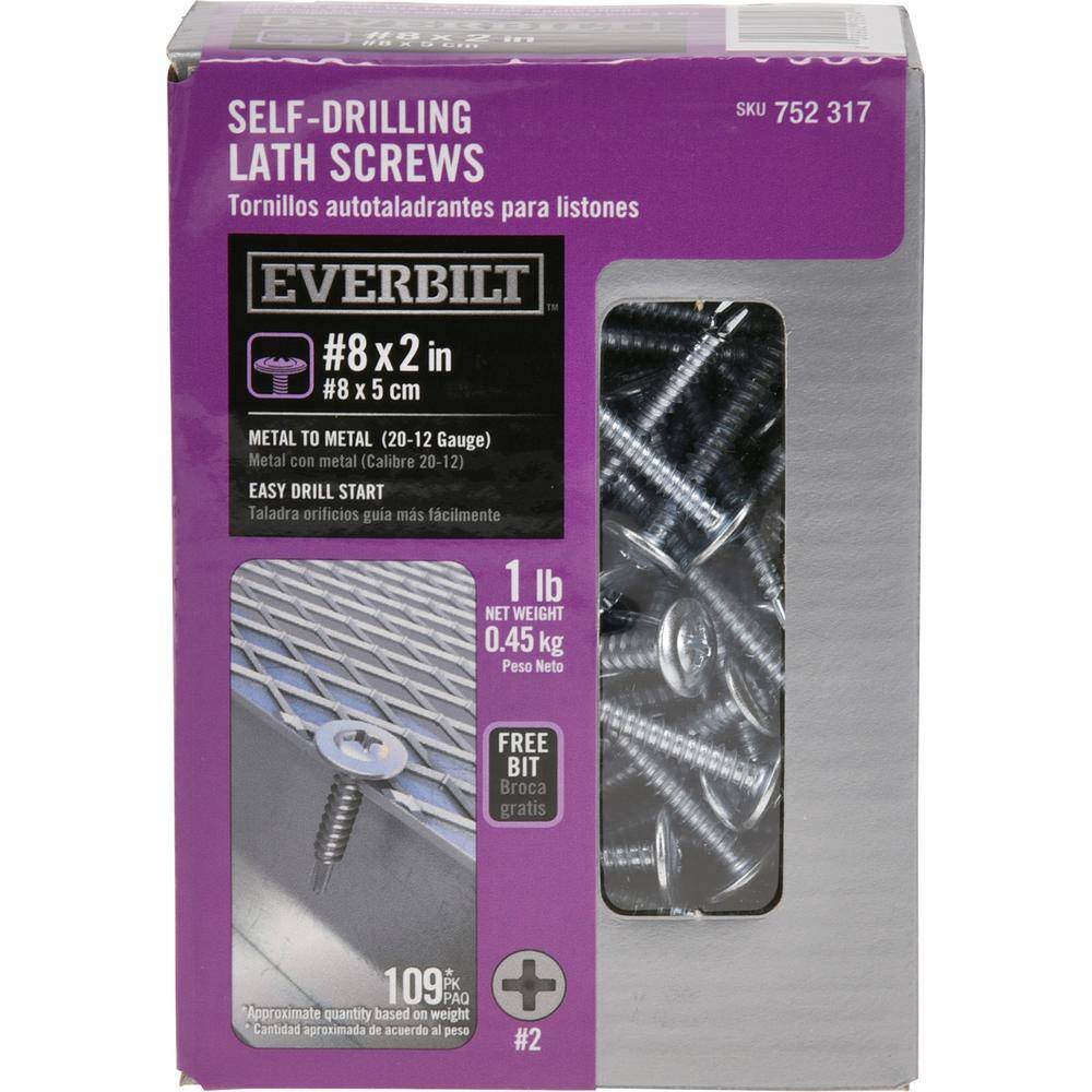 Everbilt #8 2 in. Phillips Truss Lath Self-Drilling Screw 1 lb.-Box (109-Piece) 117265