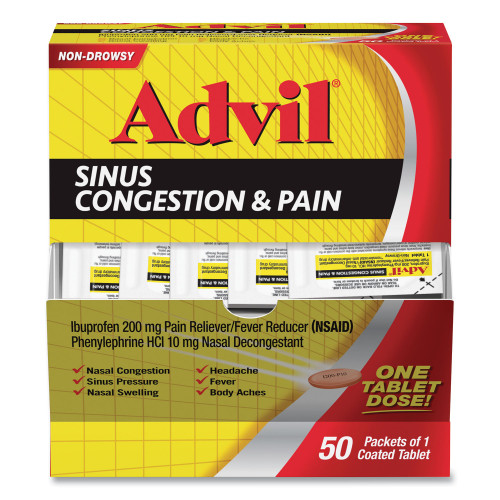 Advil Sinus Congestion and Pain Relief， 50/Box (BXAVSCP50BX)