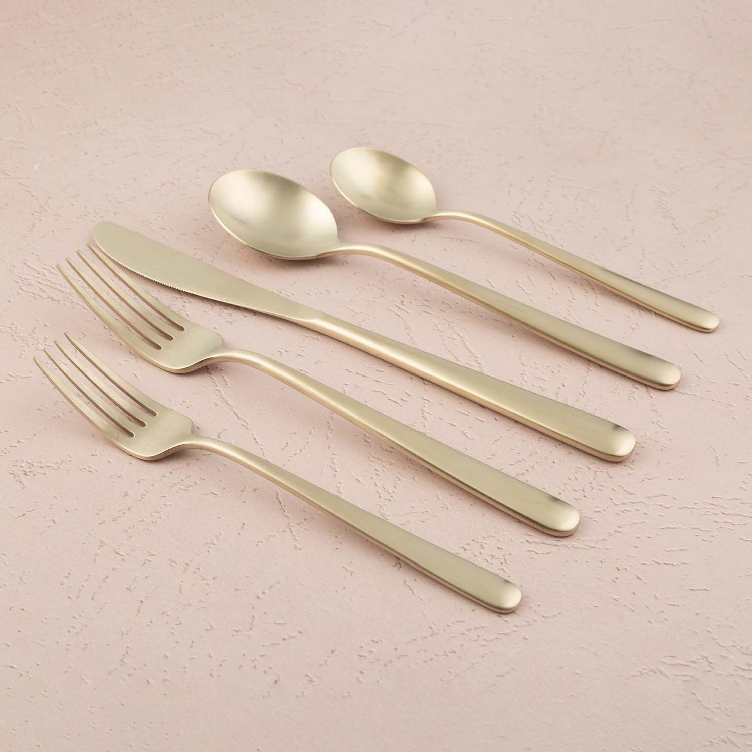 Lorenn Champagne Satin 20-Piece  Flatware Set