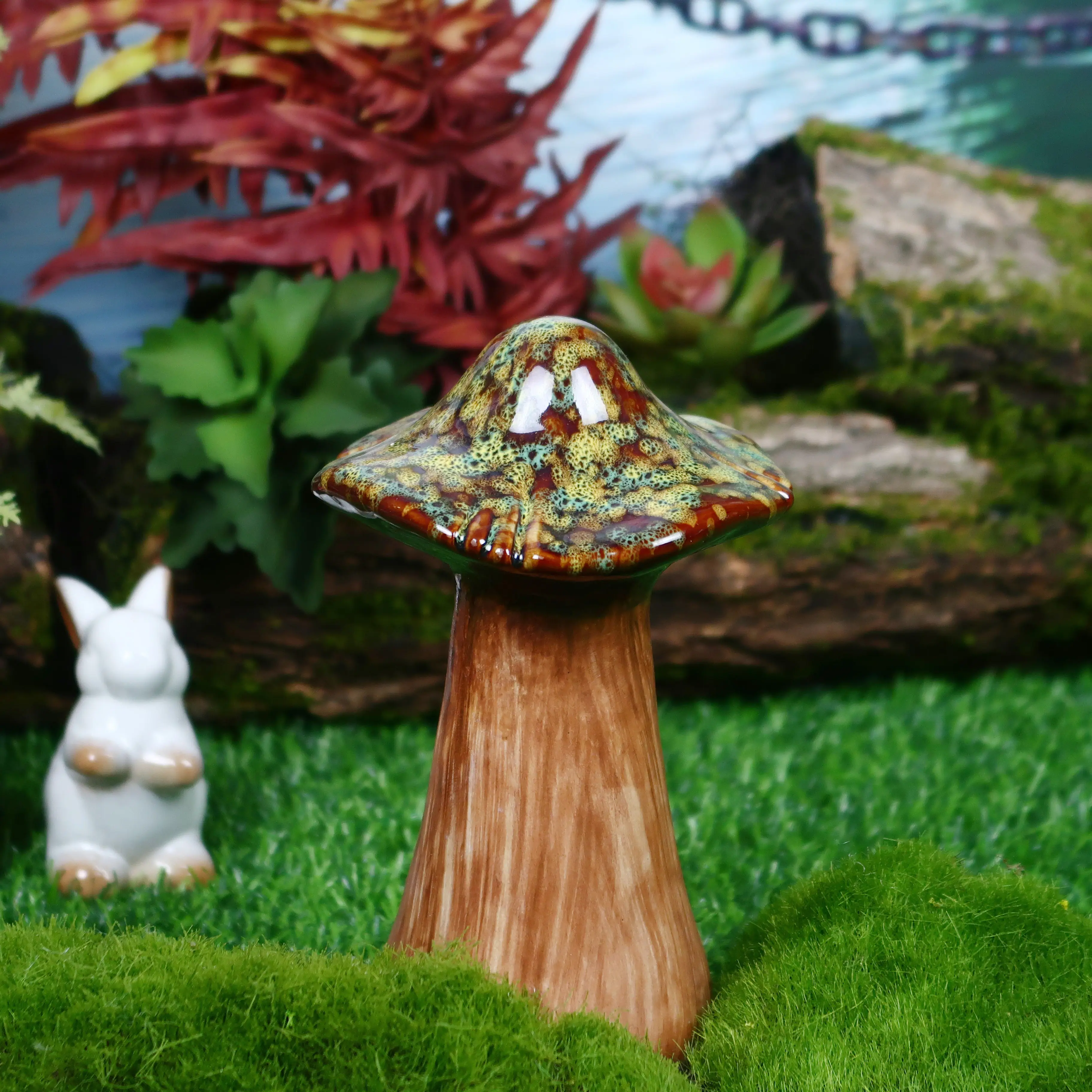 Simulation artificial plant ceramic handicraft mushroom ornament wedding decoration supplies grass mushroom ceramic decoration