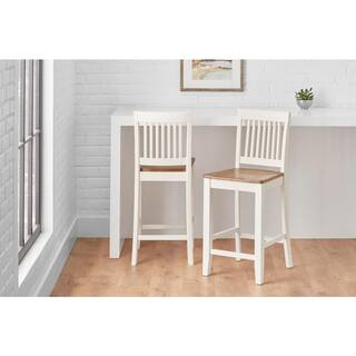 StyleWell Scottsbury Ivory Wood Counter Stools with Slat Back and Honey Seat (Set of 2) DC 2004 CTR-I-H